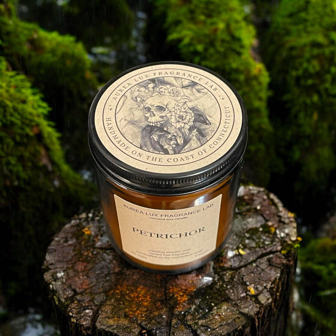 Petrichor 8 oz Coconut Soy Candle with Wood Wick