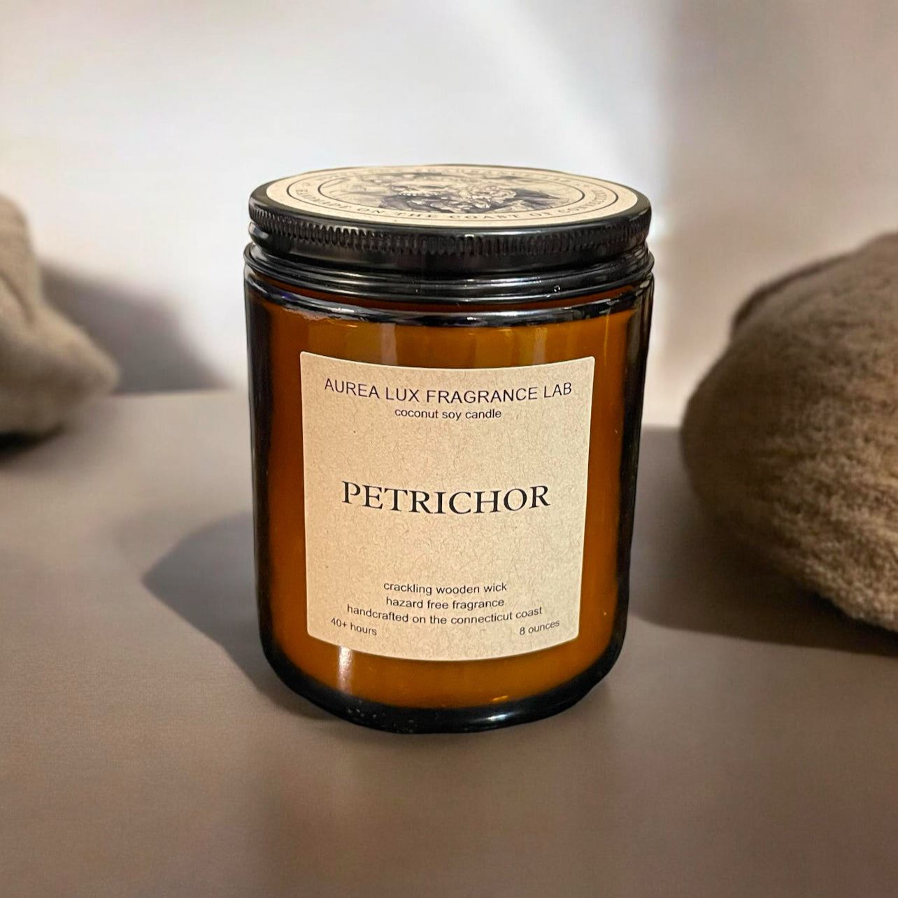 Petrichor 8 oz Coconut Soy Candle with Wood Wick